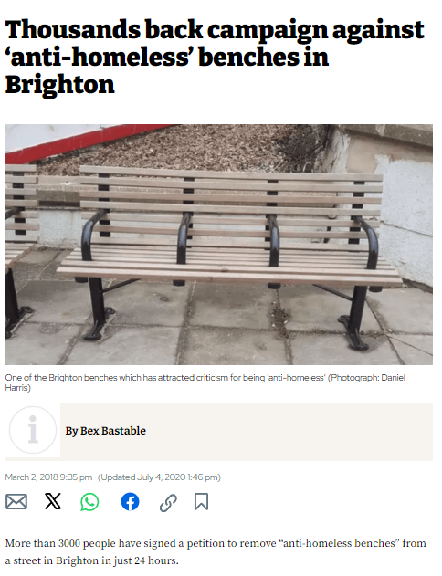 Anti homeless benches